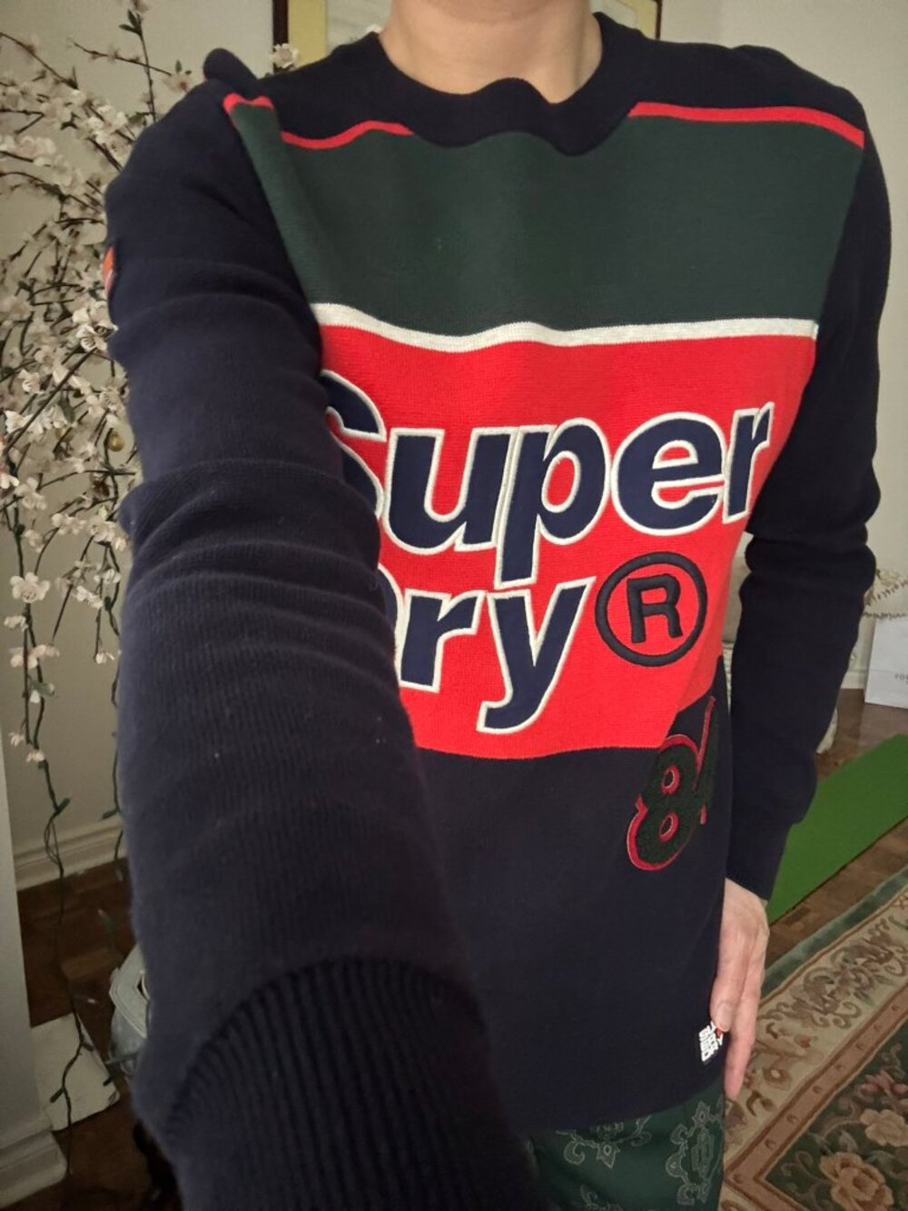 SUPERDRY Varsity Colorblock Knit Jumper Crewneck Sweater Small